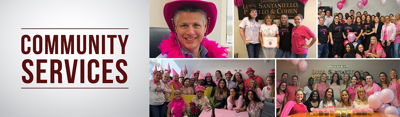 Collage of images from fight against breast cancer firm wide event